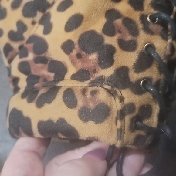 Yoki elan-02 leopard print suede chunky platform lace up combat ankle boots 8 - Picture 6 of 10